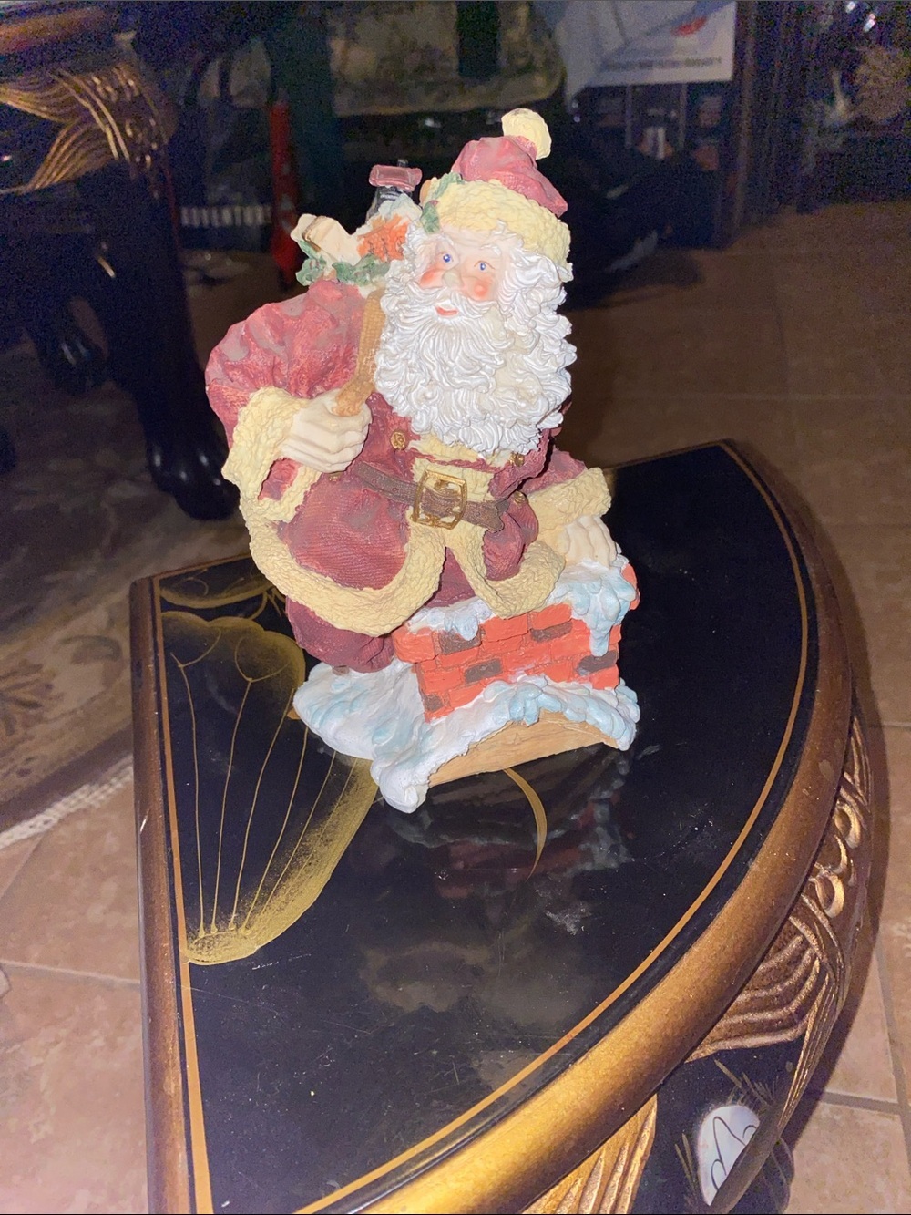 Vintage Collectible Festive Santa Figurine Holiday Decoration - Red and Cream